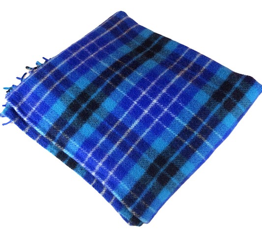 British Made Woollen Blanket Blue (Check)