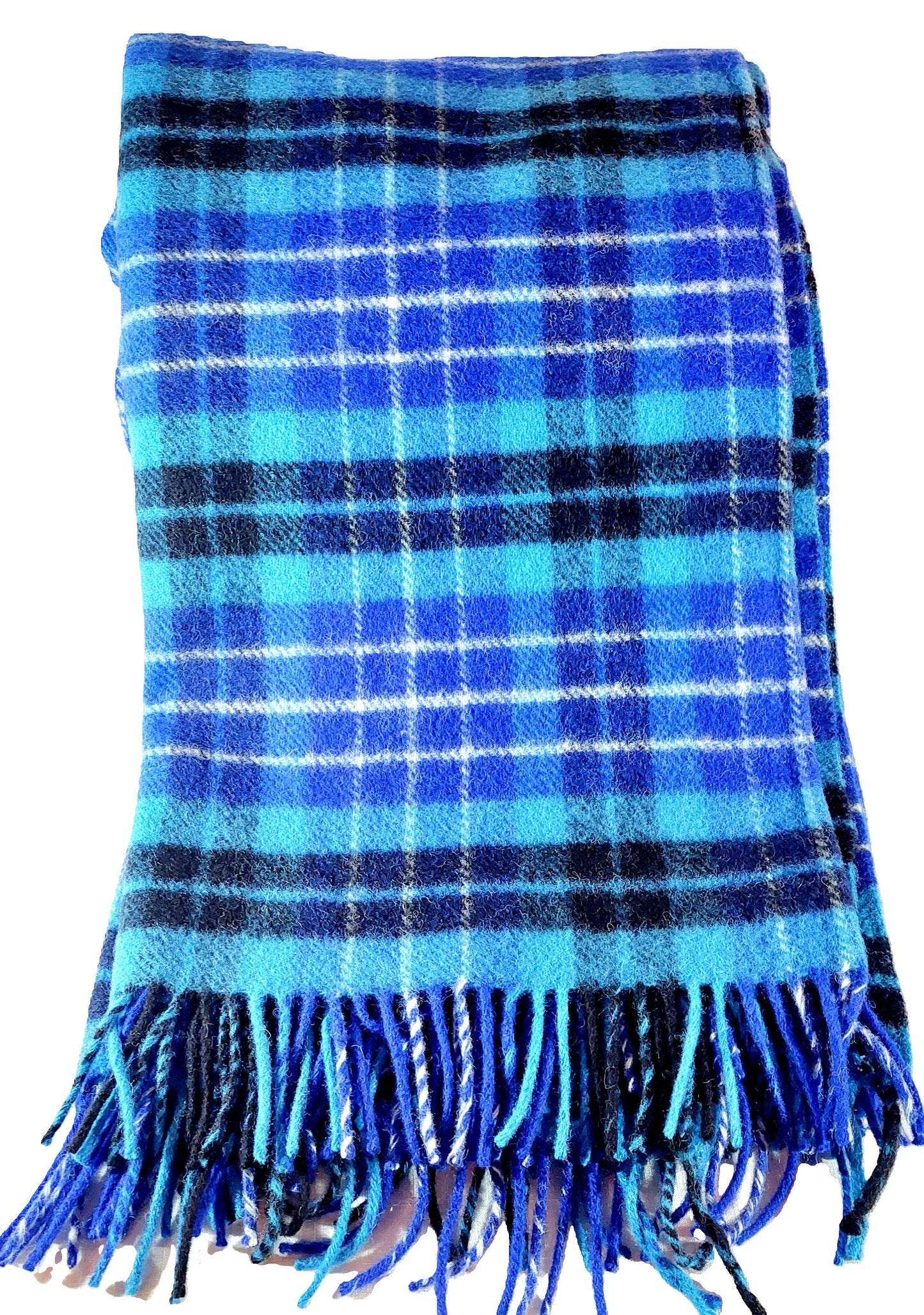 British Made Woollen Blanket Blue (Check)