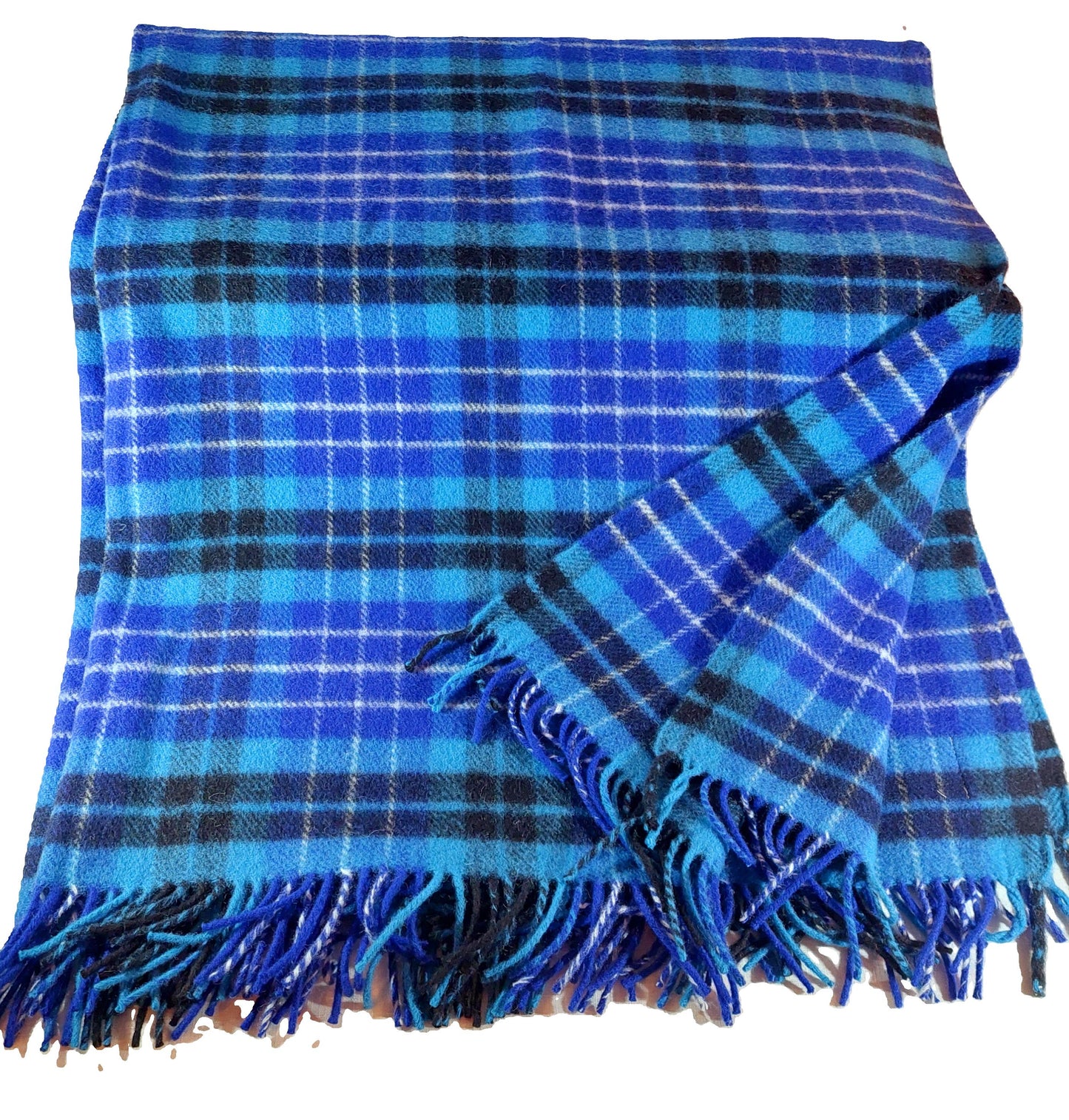 British Made Woollen Blanket Blue (Check)