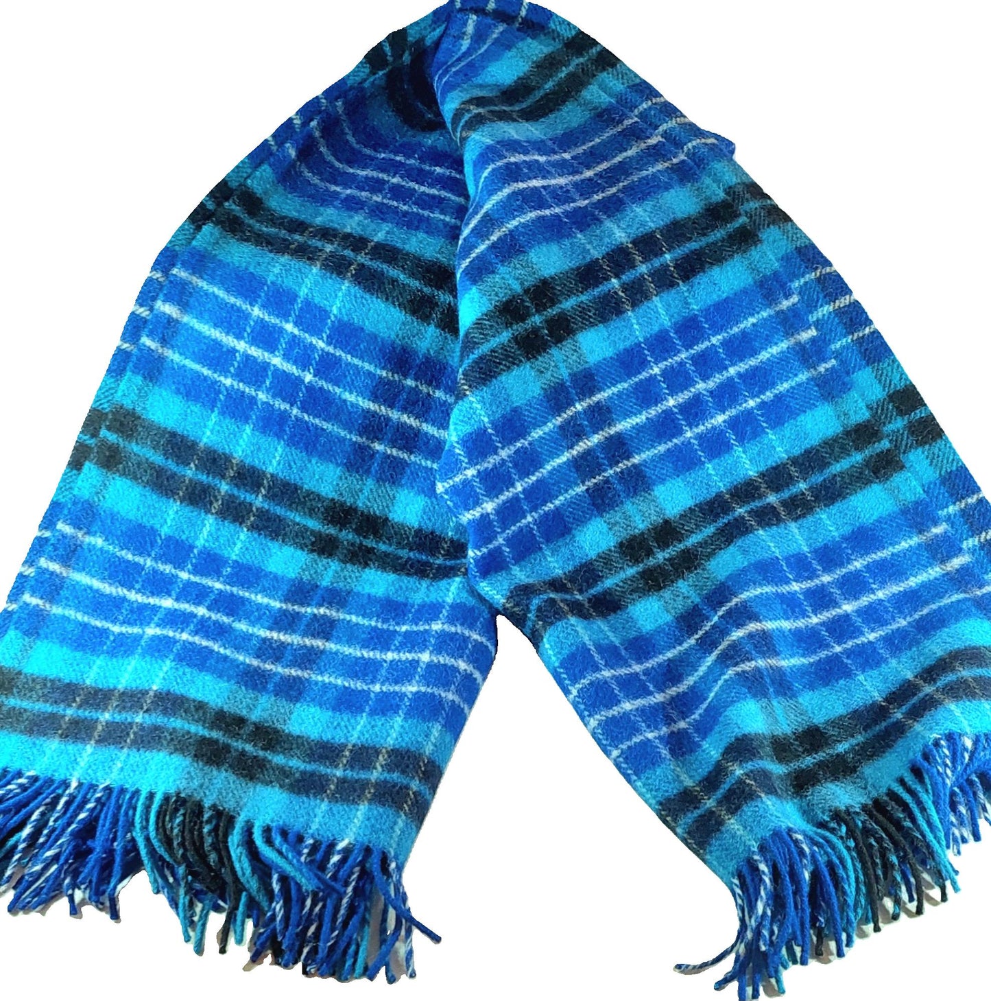 British Made Woollen Blanket Blue (Check)