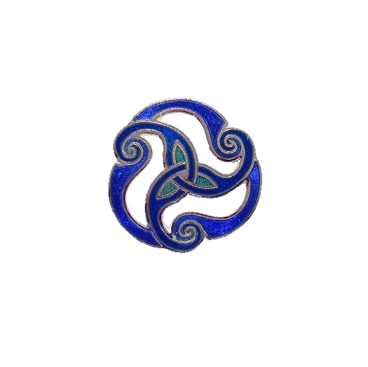 Celtic Lands Blue Triskelion Filigree Brooch