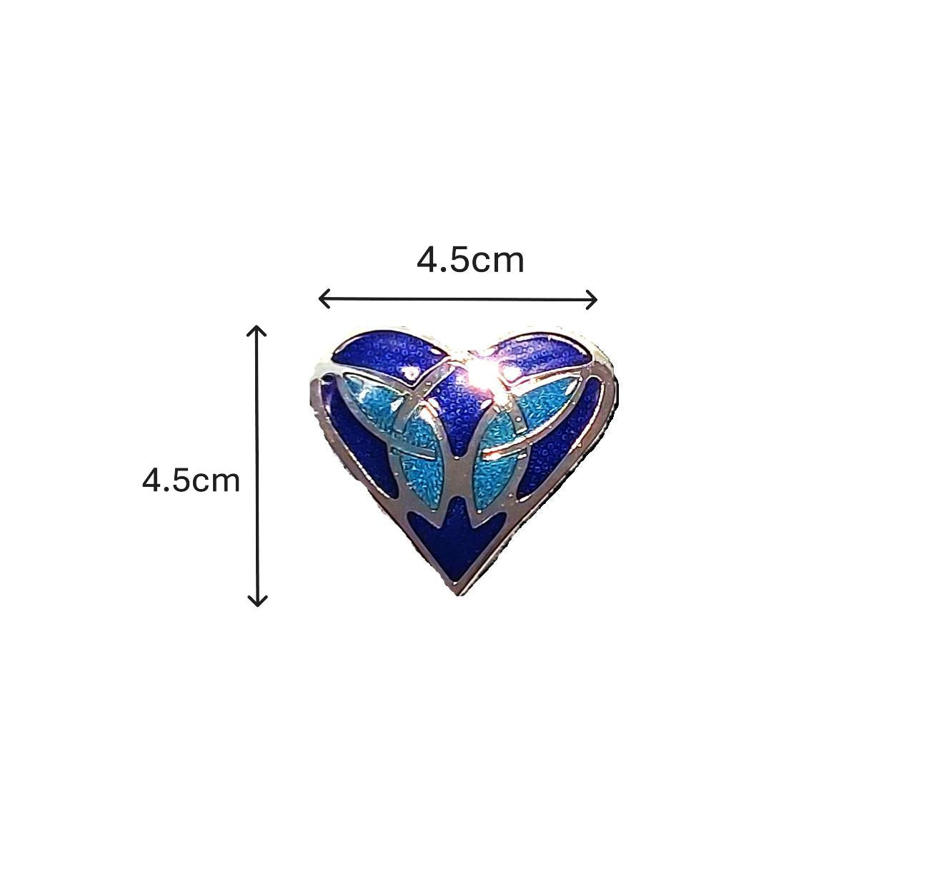 Celtic Lands Celtic Heart Glass Enamel Brooch (Blue)