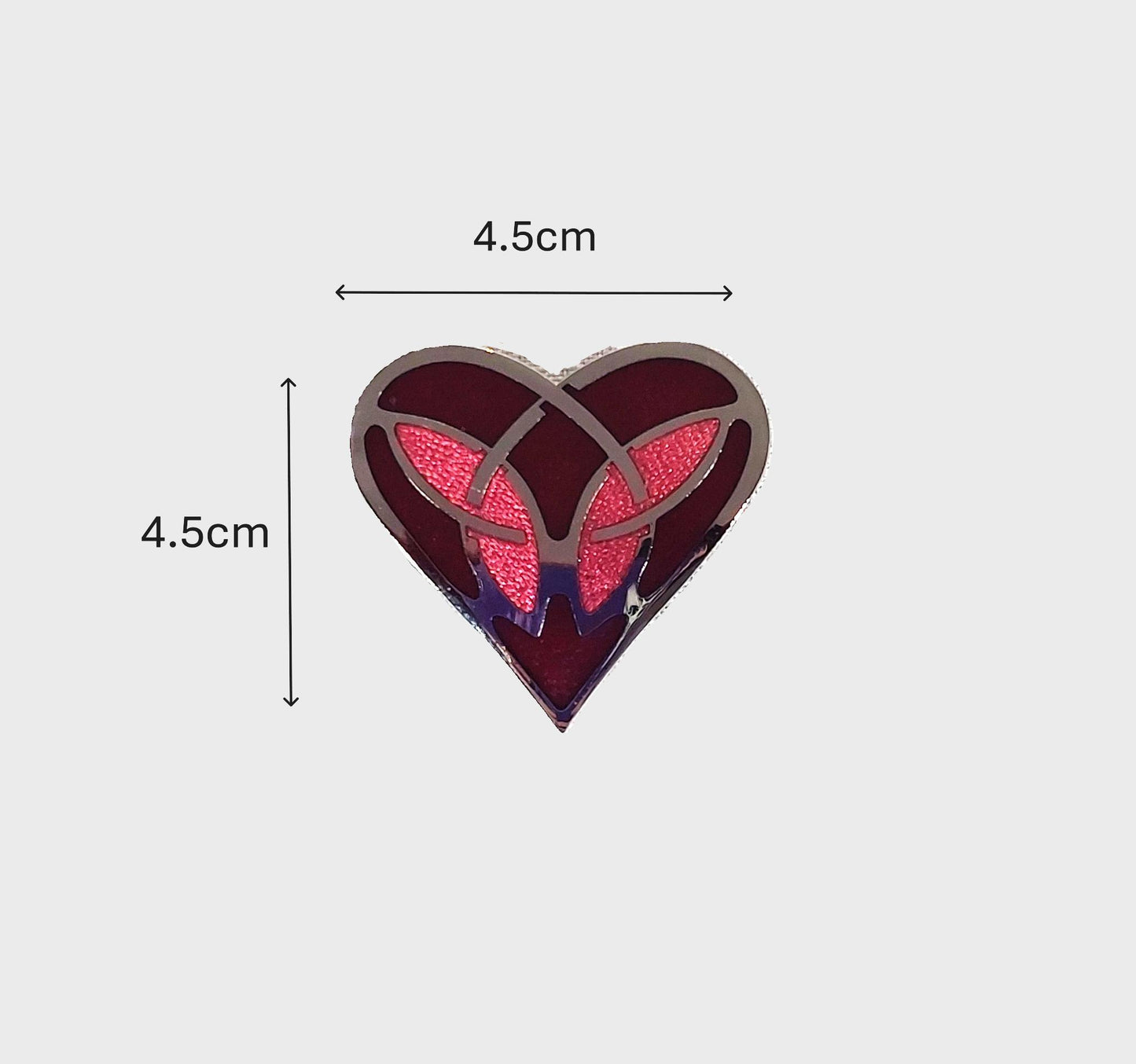 Celtic Lands Celtic Heart Glass Enamel Brooch (Red)