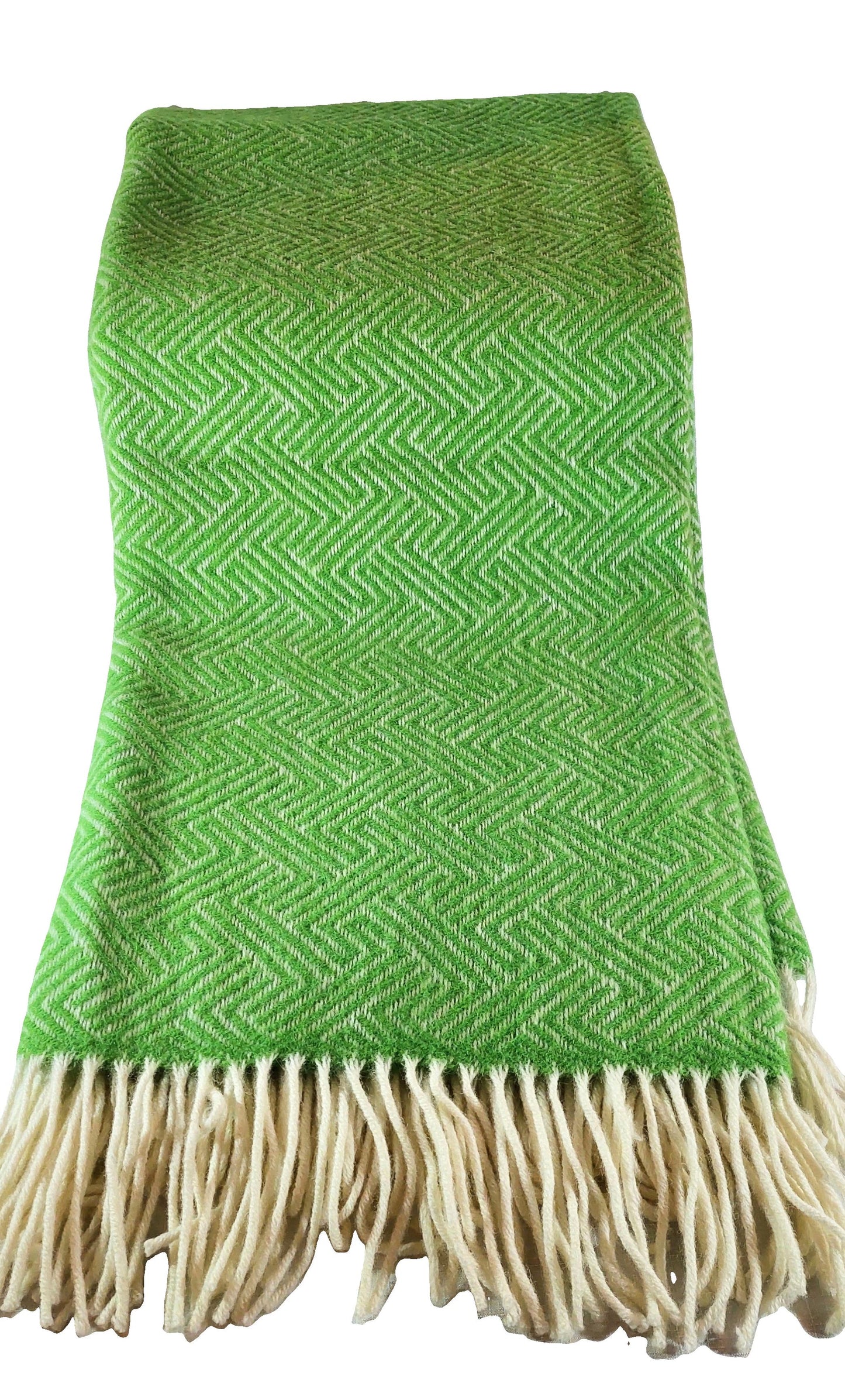 British Made Woollen Blanket Green Aztec