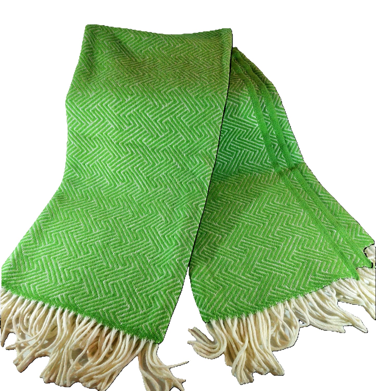 British Made Woollen Blanket Green Aztec