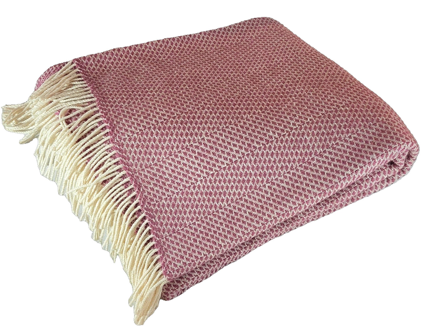 British Made Woollen Blanket Pink & Cream (Beehive)