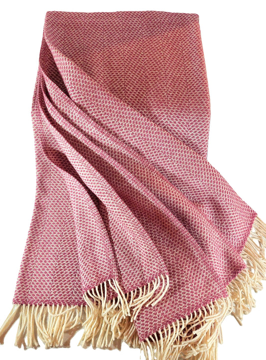 British Made Woollen Blanket Pink & Cream (Beehive)