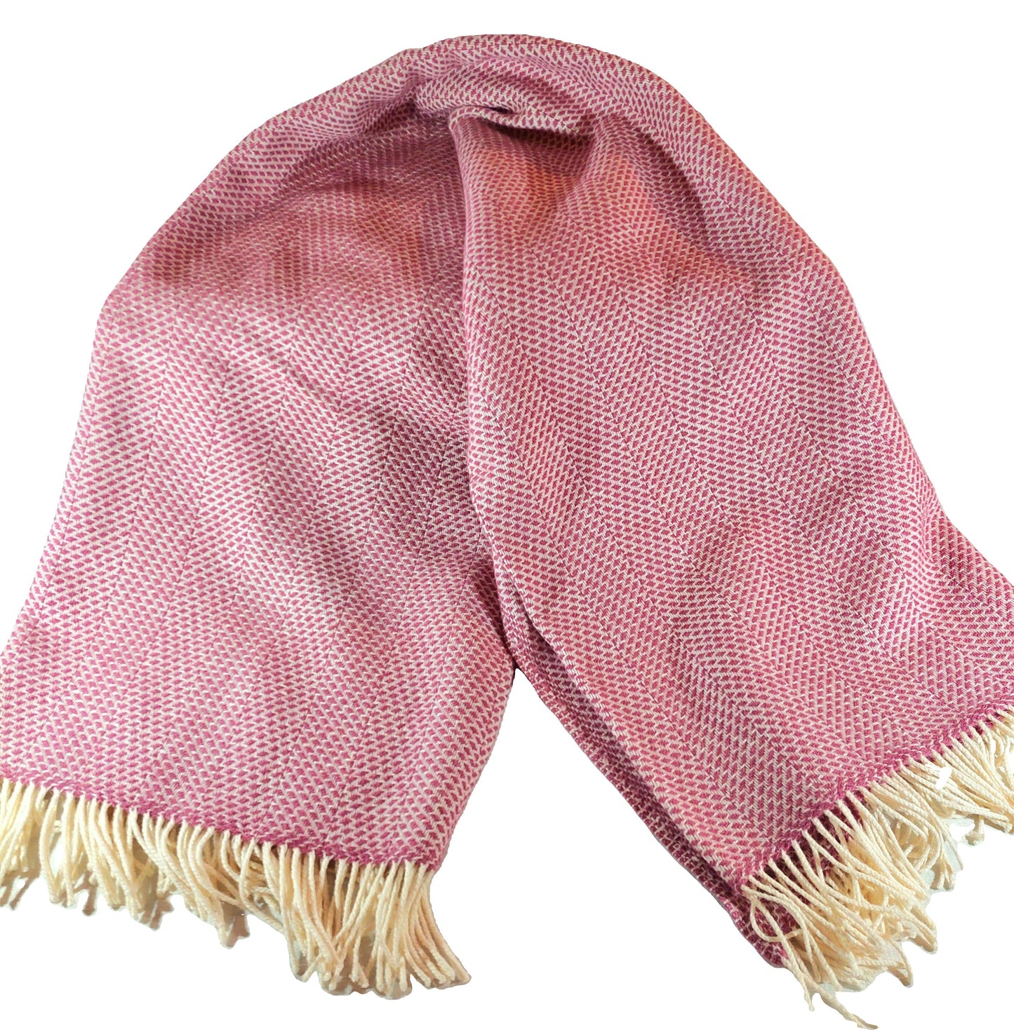 British Made Woollen Blanket Pink & Cream (Beehive)