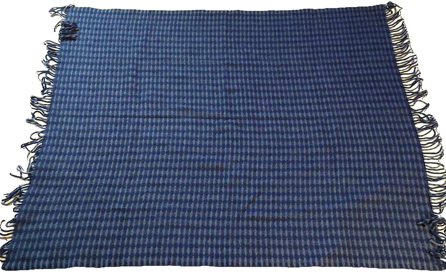 British Made Woollen Blanket Navy & Blue (Check)