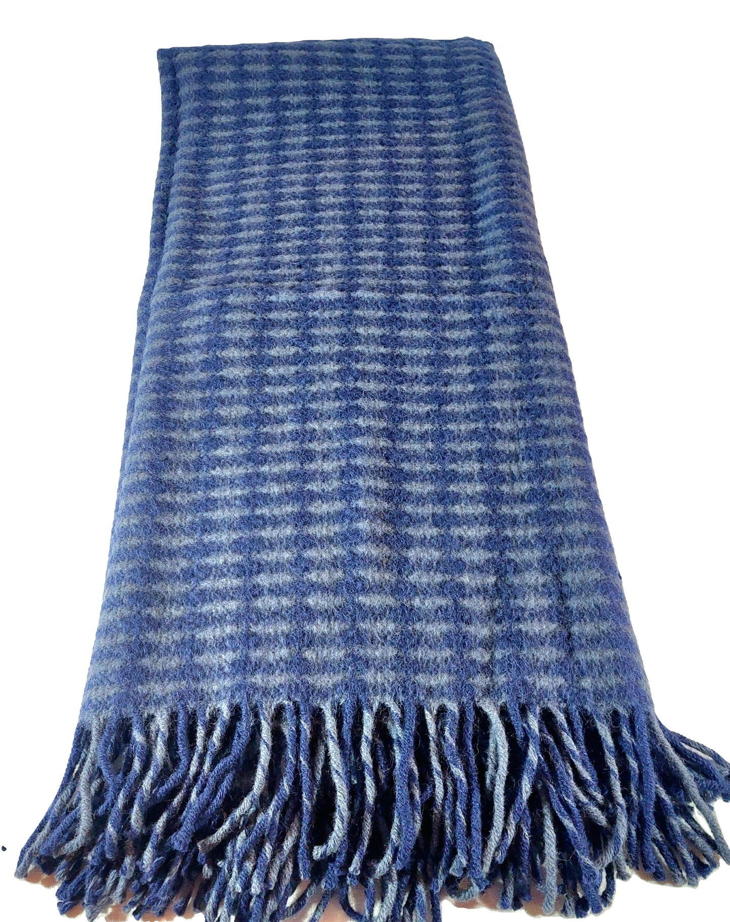 British Made Woollen Blanket Navy & Blue (Check)