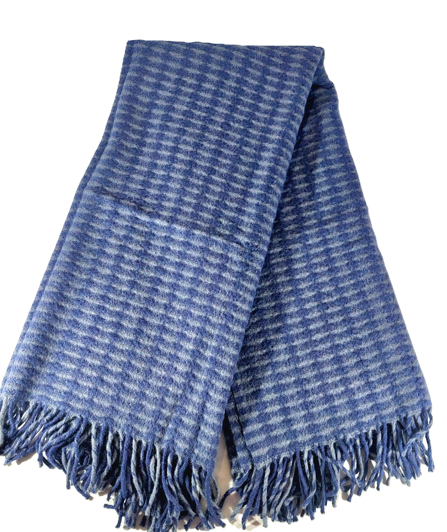 British Made Woollen Blanket Navy & Blue (Check)