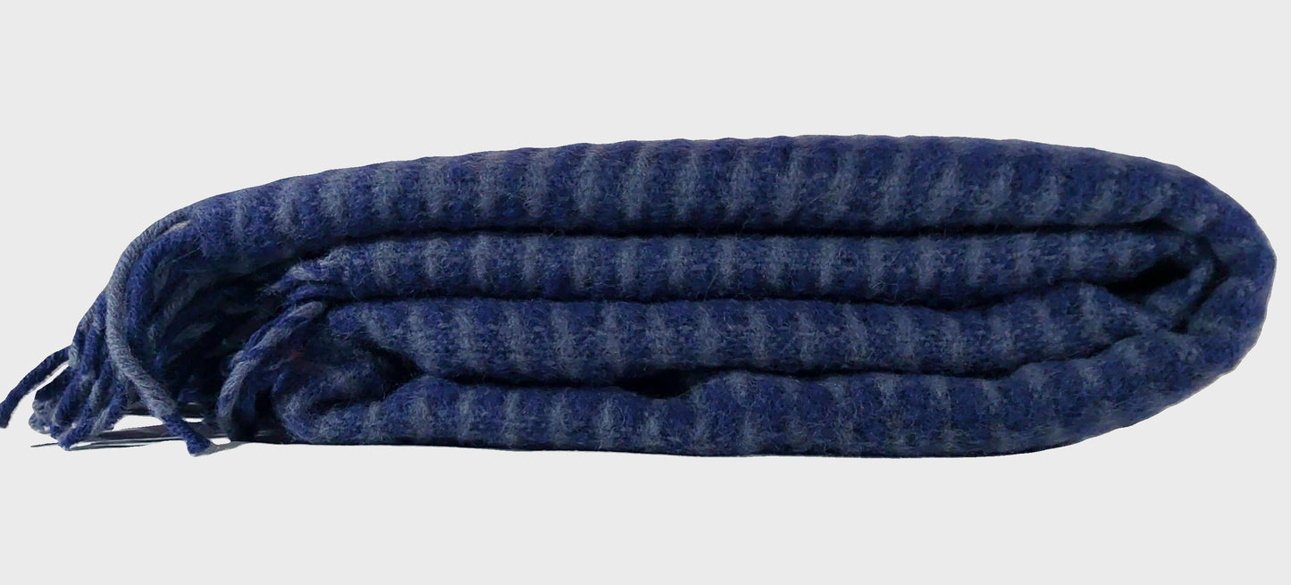 British Made Woollen Blanket Navy & Blue (Check)