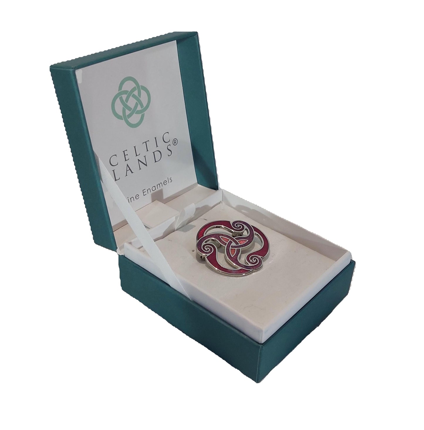 Celtic Lands Red Triskelion Filigree Brooch