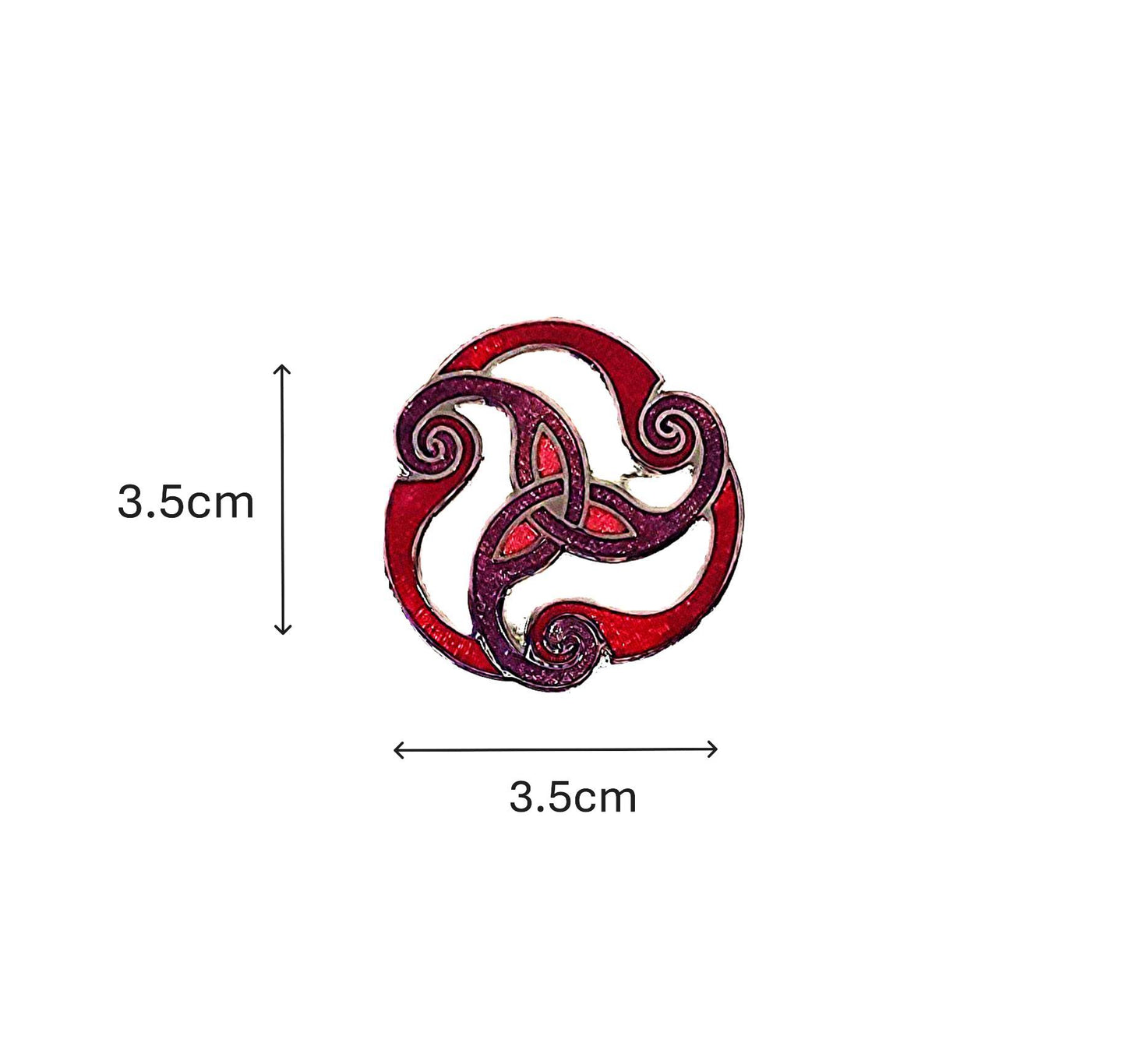 Celtic Lands Red Triskelion Filigree Brooch