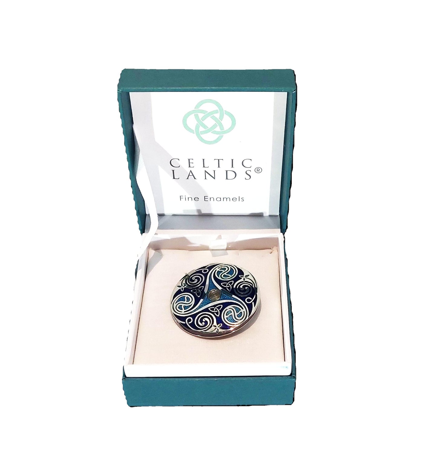 Celtic Lands Blue Triskelion Enamel Brooch