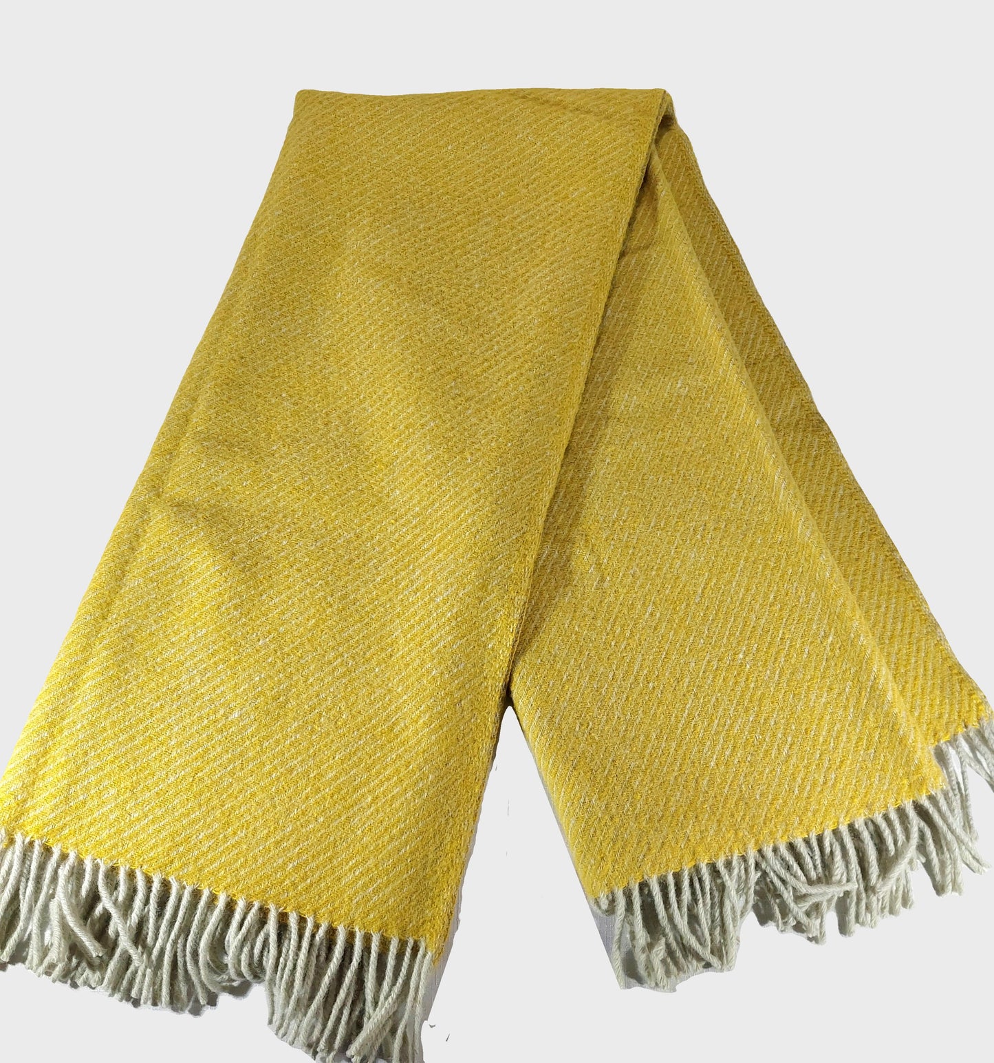 British Made Woollen Blanket Yellow (Pinstripe)