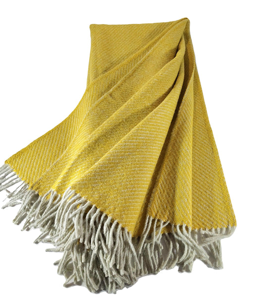 British Made Woollen Blanket Yellow (Pinstripe)