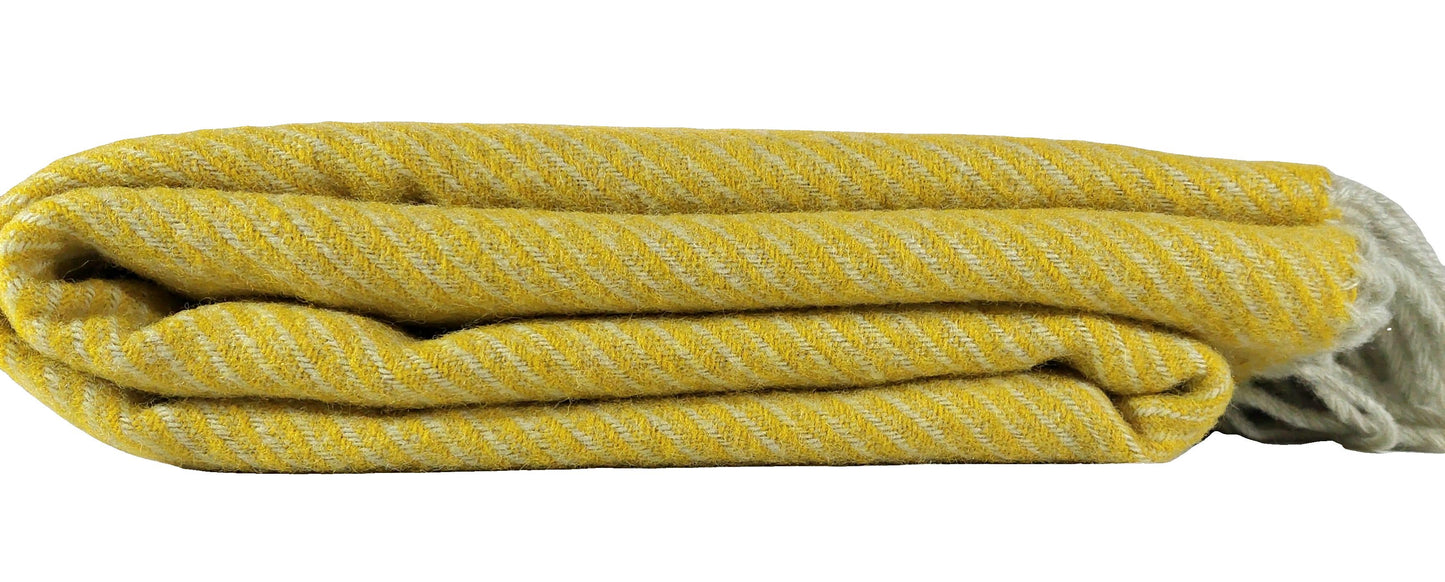 British Made Woollen Blanket Yellow (Pinstripe)