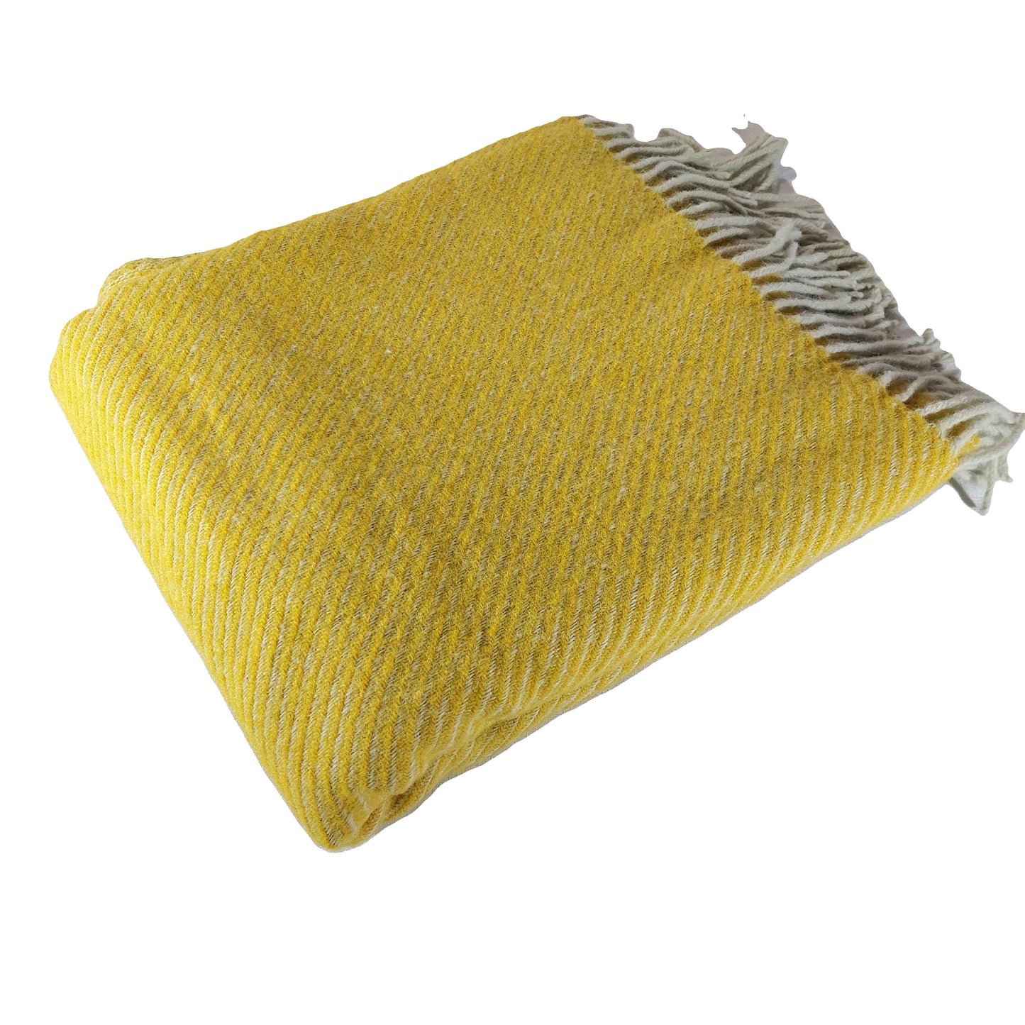 British Made Woollen Blanket Yellow (Pinstripe)